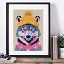 Cosy Winter Wolf Portrait Illustration Art Print, thumbnail 3 of 3