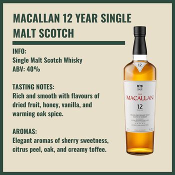 Personalised Macallan 12 Year Double Cask Scotch Whisky Gift Set With Glencairn Glass And Larkfire Whisky Water, 3 of 9