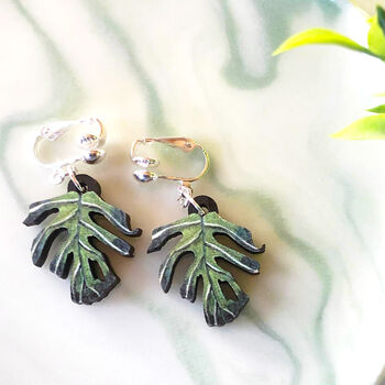 Monstera Deliciosa Leaf Plant Earrings, 3 of 12