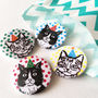 Set Of Party Cat Badges, thumbnail 1 of 4
