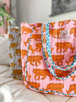 Handmade Pink Tiger Quilted Tote Bag, 2 of 6