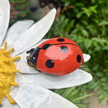 Pair Of Daisy And Ladybird Flower Garden Stakes Art101, 4 of 6