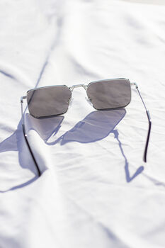 Silver Nose Bridge Angular Rectangle Aviator Sunglasses, 4 of 6