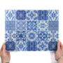 'Mixed Tiles' Worktop Protector Blue And White, thumbnail 5 of 12