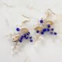 Blue Crystal And Gold Leaf Earrings, thumbnail 4 of 5