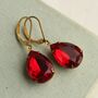 Vintage Ruby Red Teardrop Earrings, thumbnail 1 of 8