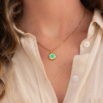 Turquoise Solis Mint Green Glowing Pendant Necklace With Uv Keyring Torch, 3 of 12