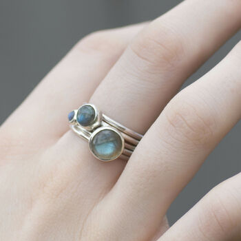 Storm Sterling Silver Stacking Rings With Labradorite, 4 of 6