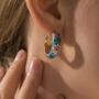 Blue Painted Cloisonné Flower Hoop Earrings, thumbnail 2 of 3