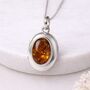 Personalised Sterling Silver Baltic Amber Gemstone Locket Necklace With Photos, thumbnail 1 of 7