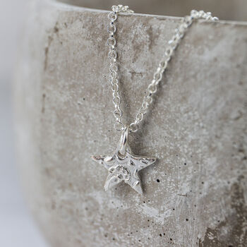 Sterling Silver Small Textured Star Pendant, 2 of 4