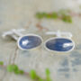 Six Carat Sapphire Cufflinks In Sterling Silver, thumbnail 3 of 3