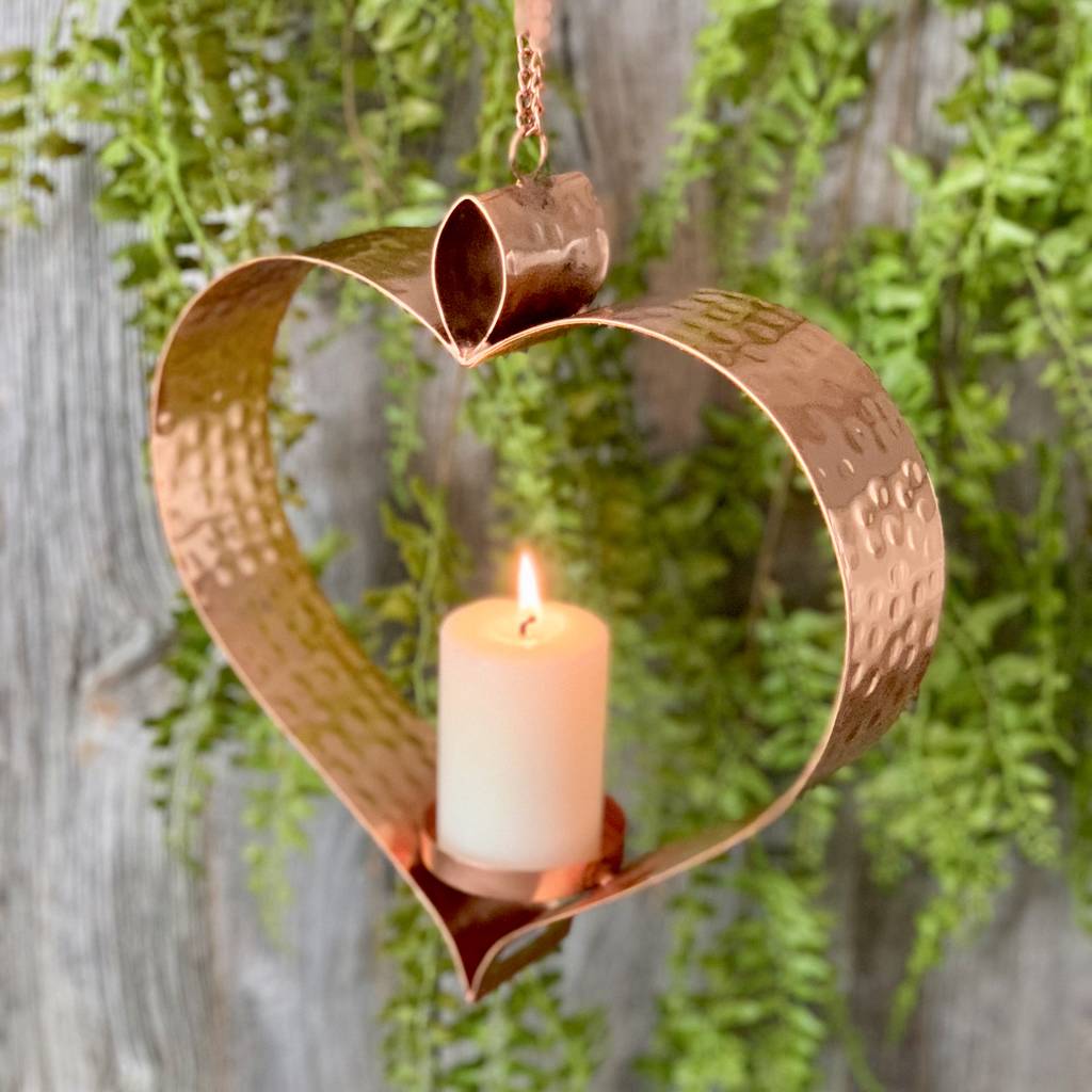 Copper Heart Hanging Candle Holder Ltzaf084, 1 of 5