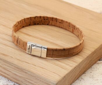 Men’s Personalised Flat Cork Bracelet With Sterling Silver Clasp, 4 of 8