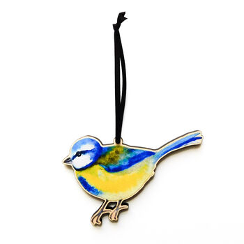 Blue Tit Wooden Hanging Decoration, 2 of 2