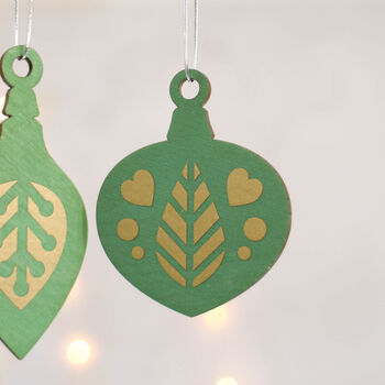Christmas Tree Decoration Set, Green With Gold, 3 of 5