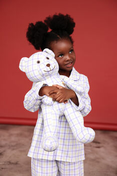 Lilly Girls Check Pyjama Set With Matching Teddy Bear, 7 of 8
