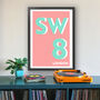 Sw8 Battersea, Stockwell, London Postcode Print, thumbnail 1 of 8