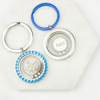 Something Old, New, Borrowed, Blue Bridal Sixpence Keyring, 2 of 12