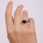 White Gold Black Sapphire And Diamond Trilogy Ring, thumbnail 1 of 6