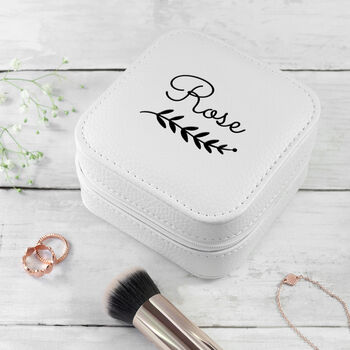 Personalised Wreath White Travel Jewellery Case, 8 of 10