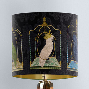 Parrot Swings Lampshade, On Charcoal, 4 of 10