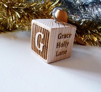 Personalised Christmas Wooden Hanging Block, 4 of 6