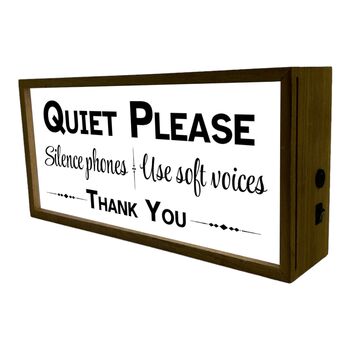 Wooden Light Box Quiet Please Sign, 3 of 5