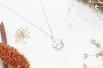 Sterling Silver Paw Print Necklace, 2 of 5