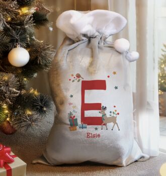 Personalised Initial Reindeer Christmas Sack, 2 of 4