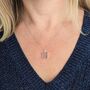 The Rectangle Rose Quartz Necklace, Silver, thumbnail 4 of 9