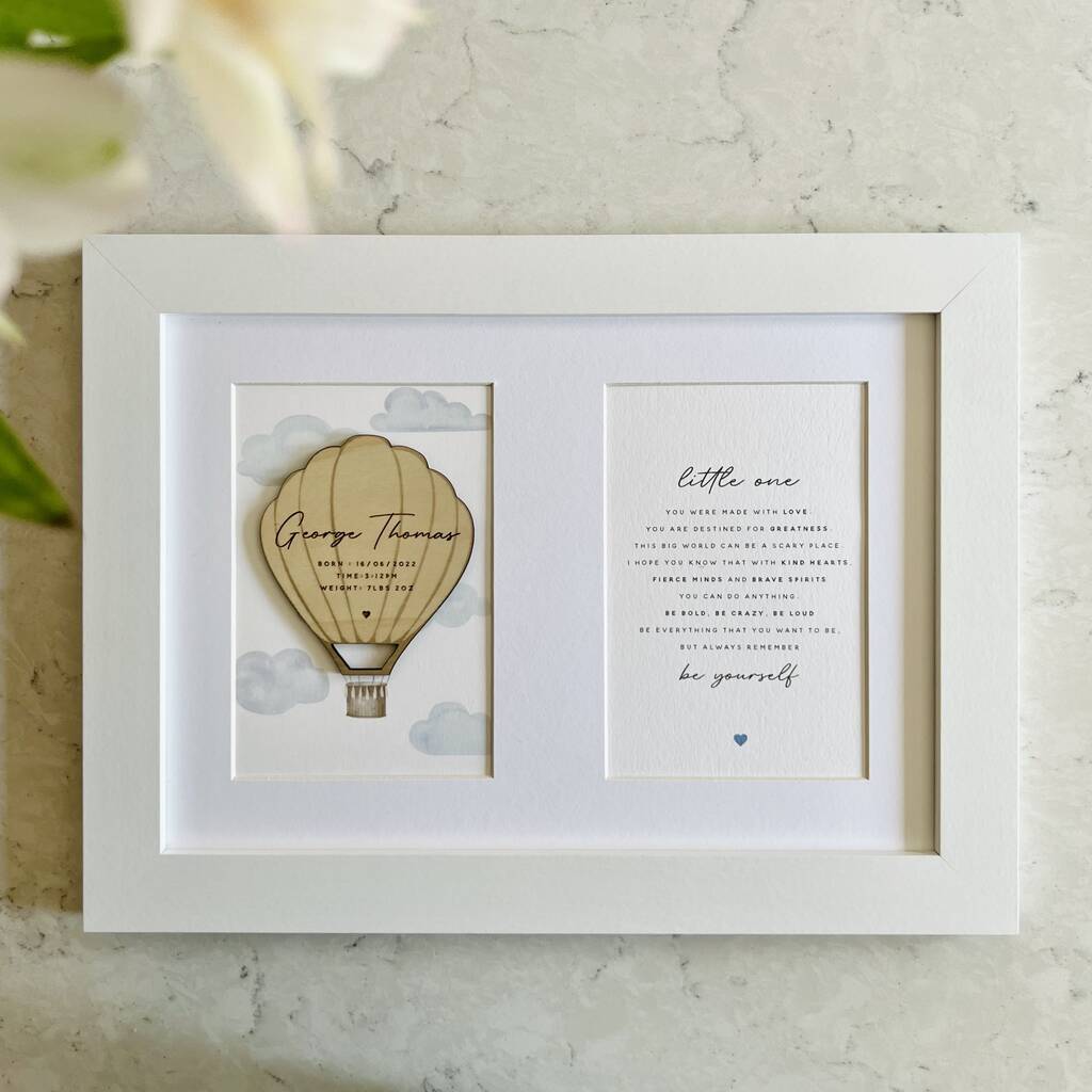 Hot Air Balloon New Baby Personalised Print By Design by Eleven