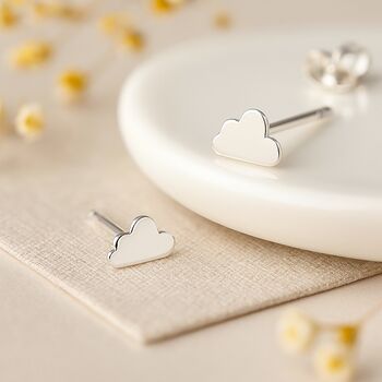 Sterling Silver Cloud Stud Earrings – 6mm, 4 of 9