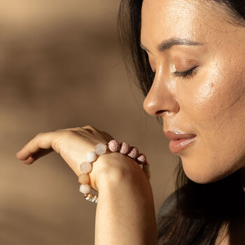 Rose Quartz And Lava Beads Aromatherapy Diffuser Bracelet And Essential Oil Roller Gift Set, 2 of 9