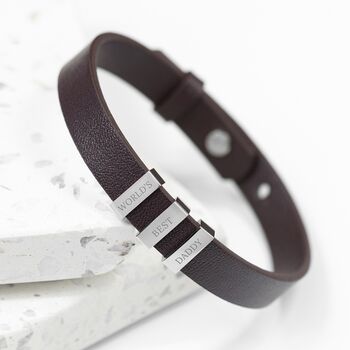 Personalised Men's Tag Leather Bracelet, 5 of 8