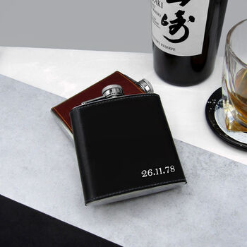 Handmade Personalised Initial Leather 6oz Hip Flask, 2 of 4