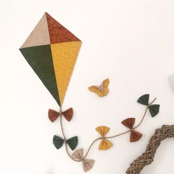 Woodland Boho Whimsical Nurserykite Decor, Hunter Green, Rust Orange, Ochre, 2 of 12