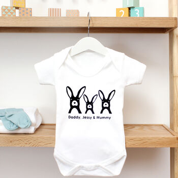 Bunny Family, Personalised Easter Babygrow Or T Shirt, 2 of 4