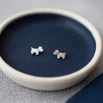 Sterling Silver Westie Scotty Dog Stud Earrings, 2 of 9