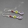 Garnet Peridot Amethyst: 925 Silver Birthstone Earrings, thumbnail 5 of 9
