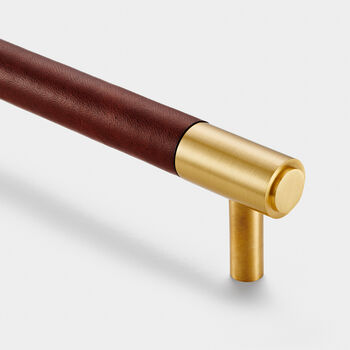 Brass Gold Bar Handles With Veg Tanned Leather, 10 of 12