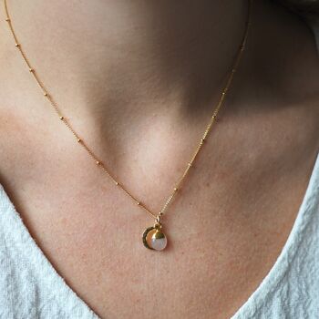 Tumbled Birthstone And Moon Charm Necklace, 3 of 12
