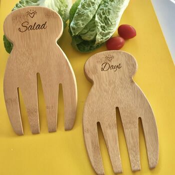 Eco Friendly Personalised Wooden Salad Servers, 2 of 6