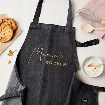 Personalised Grey Denim Kitchen Apron, 2 of 3