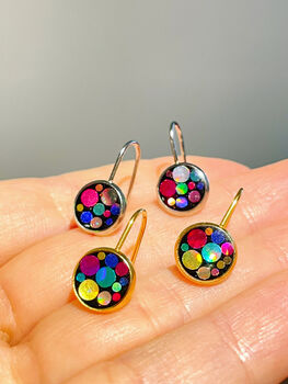 Elegant Disco Drop Earrings With Colourful Sparkles, 6 of 9