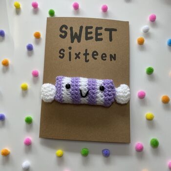 Sweet Sixteen Crochet 16th Birthday Card Handmade, 6 of 12