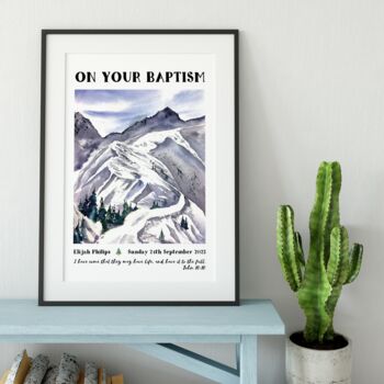 Personalised Baptism Mountains Print Baptism Gift, 3 of 5