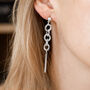 Lock Chain Design Drop Earrings In Silver Colour, thumbnail 2 of 2
