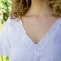 White Cotton Shortsleeve Nightdress V Neck, thumbnail 3 of 4