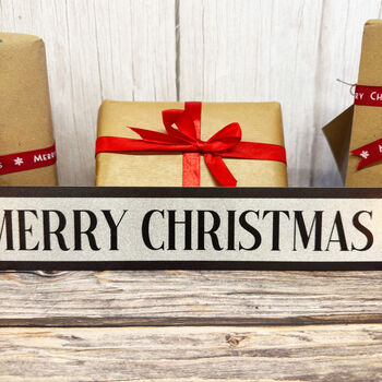 Silver Glitter Merry Christmas Road Sign Decor, 4 of 5